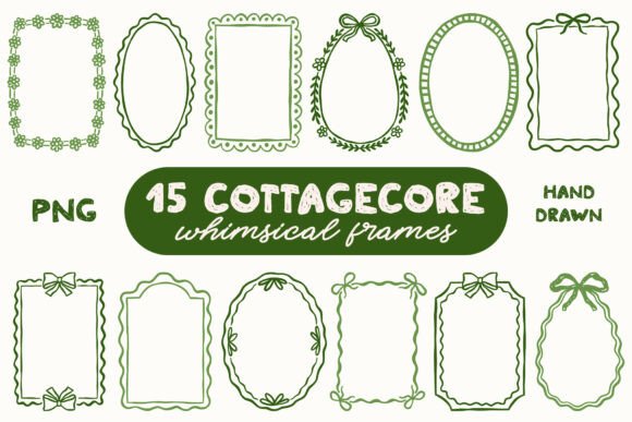 15 Coquette Spring Frames PNG Bundle: Elevating Digital Design with Cottagecore Elegance