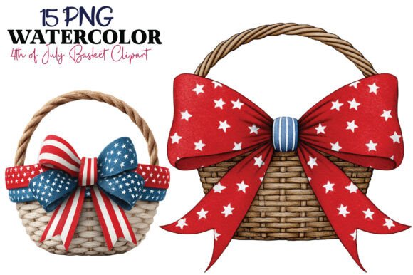 4th July Basket Clipart PNG Bundle: A Strategic Asset for Patriotic Design Workflows