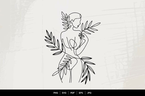 Abstract Woman Botanical Line Art