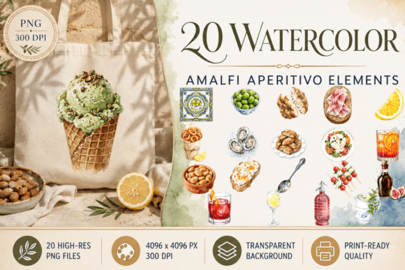 Amalfi Aperitivo Italian Summer Clipart: Capturing the Essence of La Dolce Vita