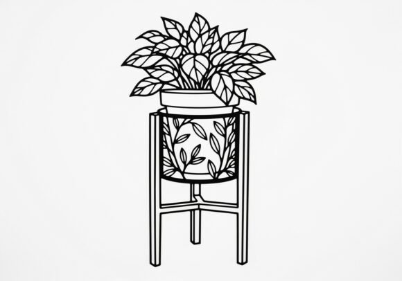 Black Potted Plant on Stand with Leaf: Elevating Minimalist Interiors