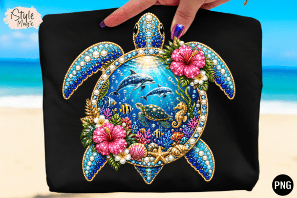 Bring the Ocean to Life with a Rhinestone Sea Turtle Summer Design