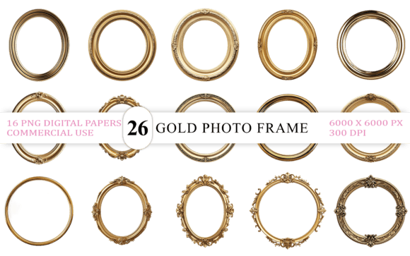 Classic Gold Photo Frame PNG: Elevating Visual Design