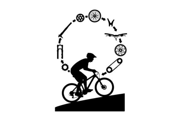 Cyclist Performing Trick on Mountain Bike Vector Art
