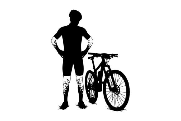 Cyclist Posing with Mountain Bike Silhouette