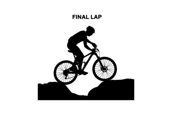 Cyclist Racing Final Lap Silhouette: Dynamic Design