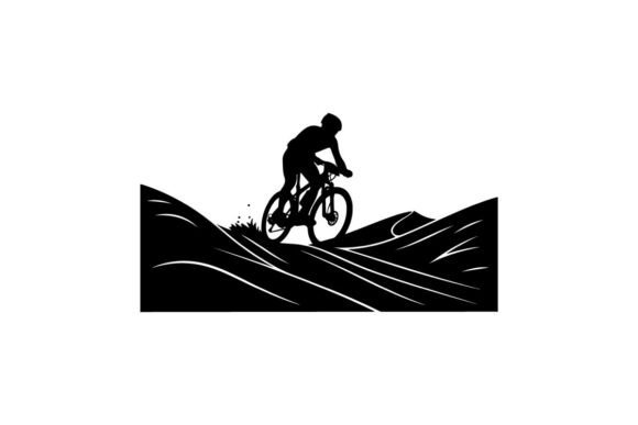 Cyclist Riding Down Sand Dune at Sunset