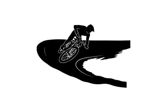Cyclist Riding Downhill on Curved Road I