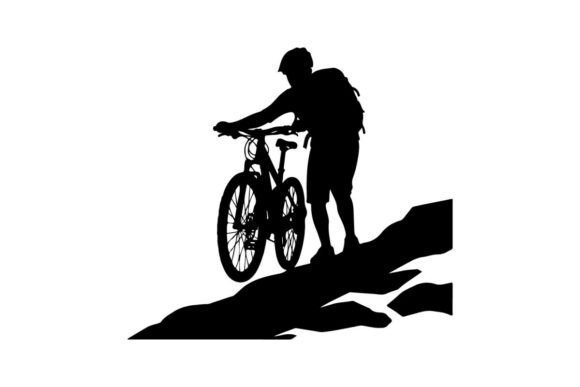 Cyclist Riding Mountain Bike on Steep Road