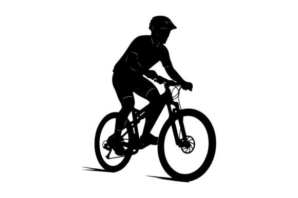 Cyclist Riding Mountain Bike on Trail Vector