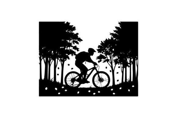 Cyclist Riding Through Silhouetted Forests: A Visual Style Guide for Designers