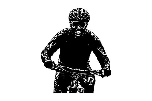 Cyclist Wearing Protective Mask and Gear Vector Art