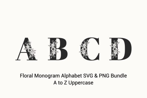 Floral Monogram Alphabet SVG PNG SET: Elevating Personalized Design with Elegance