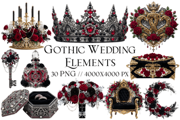 Gothic Wedding Elements Clipart: A Guide to Dark Romance Design