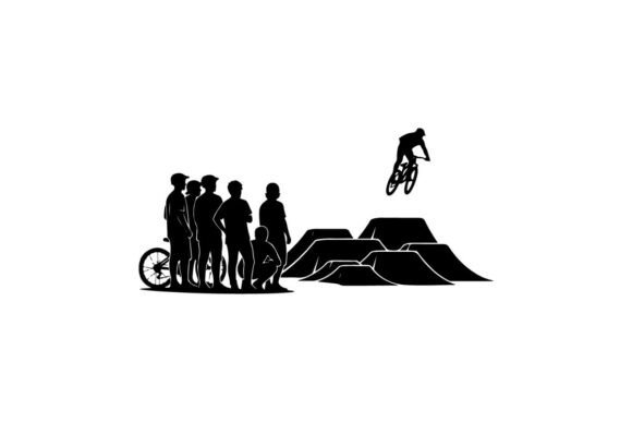 Group of Cyclists Watching Motocross Rid: Integrating Dynamic Silhouettes into Creative Workflows