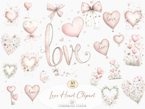 Love Heart Clipart for Romantic Design