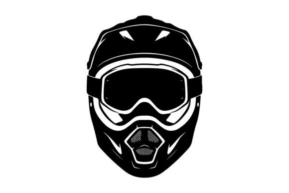 Mastering the Design: The Black Protective Sports Helmet with Visor and Premium Vector Silhouettes