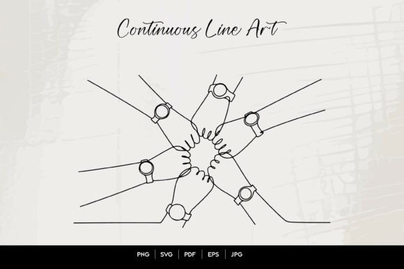 Minimal Teamwork Line Art SVG Design