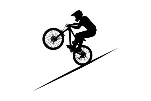 Mountain Biker Performing Aerial Trick O: The Ultimate Vector Silhouette for Dynamic Designs