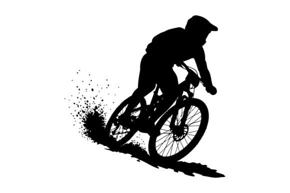 Mountain Biker Performing Jump in Black