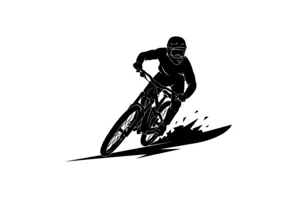 Mountain Biker Performing Jump over Water: The Ultimate Vector Silhouette for Bold Designs