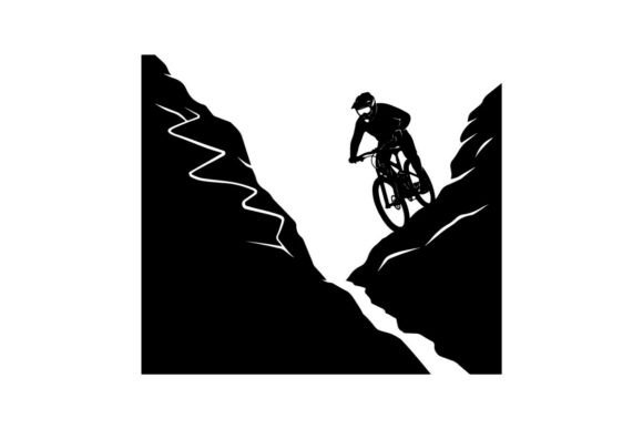 Mountain Biker Riding Steep Rocky Trail Art