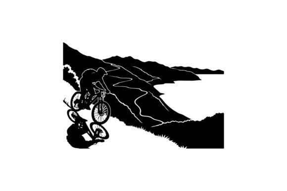 Mountain Biker Silhouette Riding Against: A Versatile Design Asset for Modern Creators