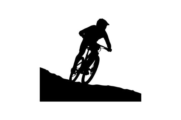 Mountain Biker Uphill: Premium Vector Silhouette