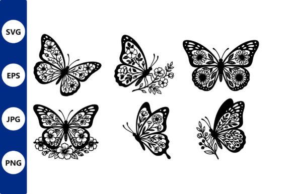 Ornate Butterfly Floral Vector Set: Elevating Design with Elegant Line Art