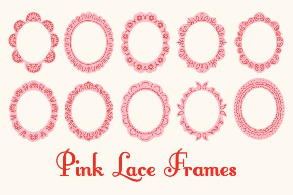 Pink Lace Oval Frames PNG Card Template: Elevating Romantic Design Projects
