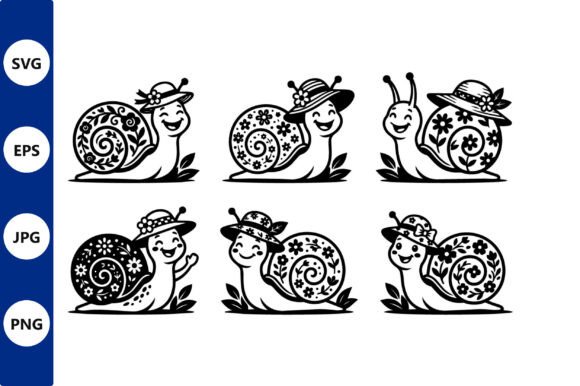 Playful Snail Vector Set with Hats