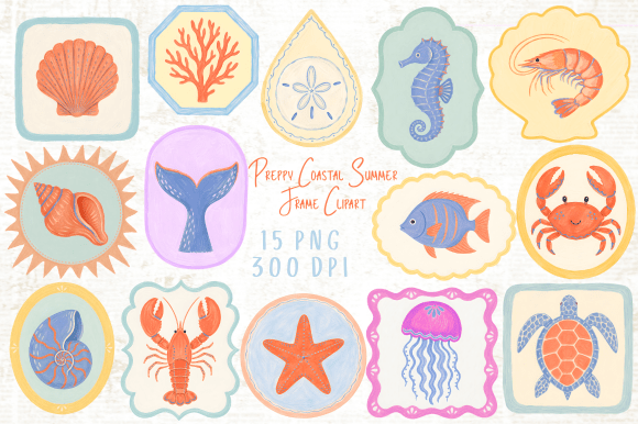 Preppy Coastal Summer Frame Clipart PNG: The Ultimate Digital Asset for Creative Projects