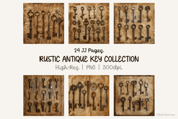 Rustic Antique Key Collection 24 Png