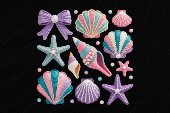 Tropical Crochet Seashell Clipart Set: Bringing a Handmade Coastal Vibe to Your Designs