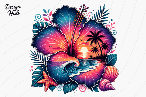 Tropical Hibiscus Beach PNG: A Workflow Asset for Summer Design Projects