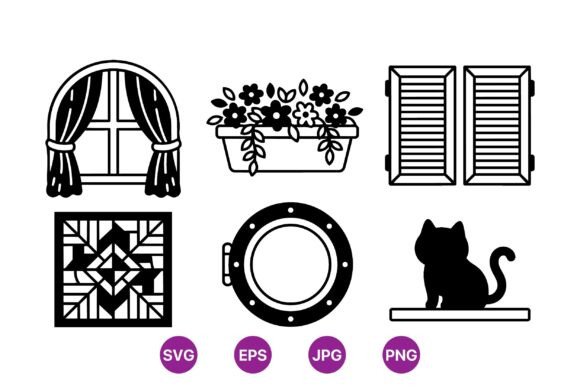 Vintage Window Design Clipart: A Timeless Visual Asset